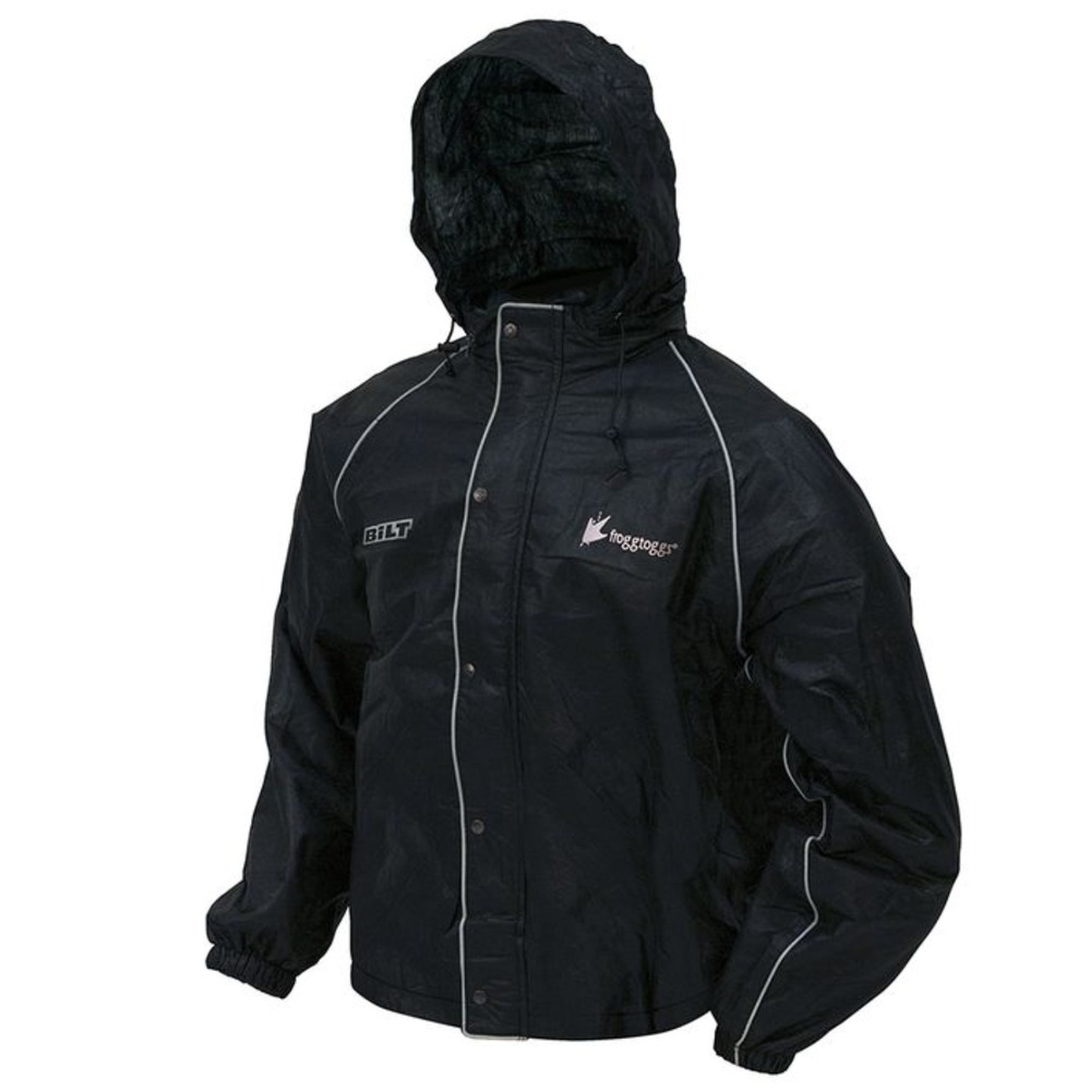 Frogg Toggs Bilt Rain Jacket Hooded Black Waterproof Mens S (40-42)